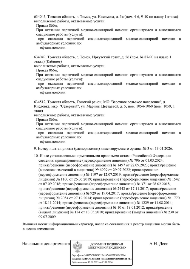 Лицензия оптики Живой Взгляд